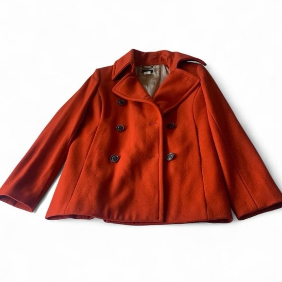 J.Crew majesty formal peacoat double breast size Small wool blend rusty orange - Picture 2 of 7